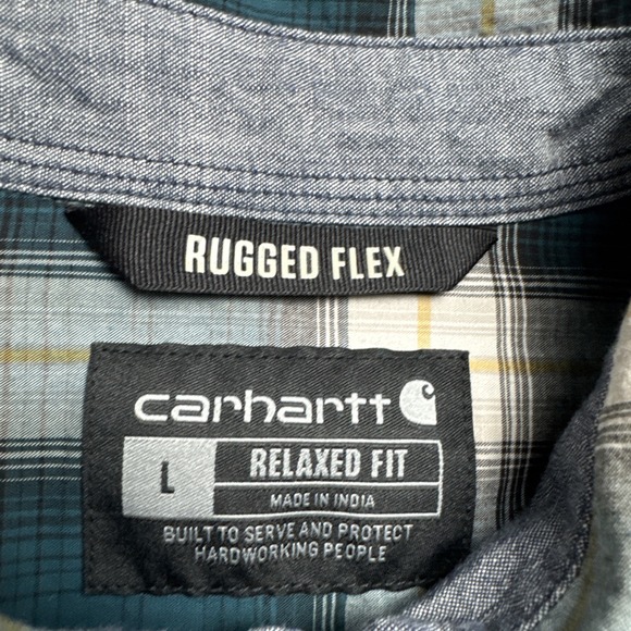 Carhartt Rugged Flex Plaid Pearl Snap Relaxed Fit Men Sz L, Western Outdoor Work - Picture 3 of 11